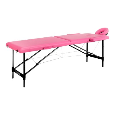 Stół składany do masażu aluminiowy komfort Activ Fizjo 2 segmentowe róż czarne aluminium -Łóżka kosmetyczne- 