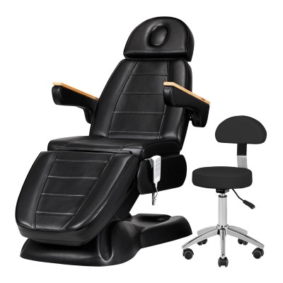 Fotel kosmetyczny elektryczny SILLON Lux 273b + taboret 304 czarny -Fotele kosmetyczne- 