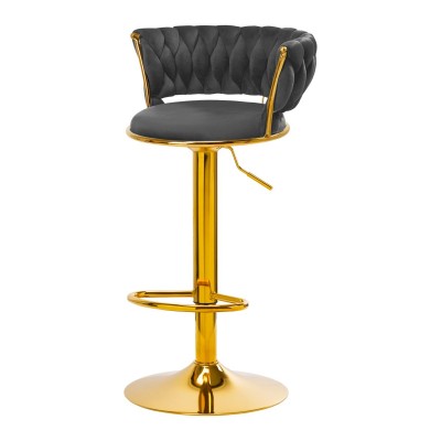 4Rico Hoker barowy QS-B313a aksamit szary -Fotele kosmetyczne- 