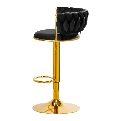 4Rico Hoker barowy QS-B313a aksamit czarny -Fotele kosmetyczne- 