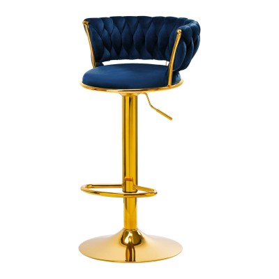 4Rico Hoker barowy QS-B313a aksamit granatowy -Fotele kosmetyczne- 