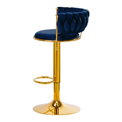 4Rico Hoker barowy QS-B313a aksamit granatowy -Fotele kosmetyczne- 