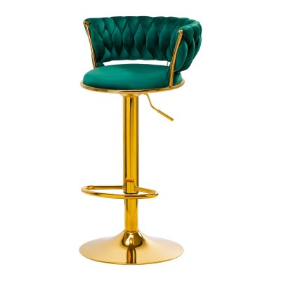 4Rico Hoker barowy QS-B313a aksamit zielony -Fotele kosmetyczne- 