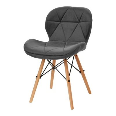 4Rico Krzesło skandynawskie QS-186 aksamit szare -Fotele kosmetyczne- 