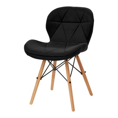 4Rico Krzesło skandynawskie QS-186 aksamit czarne -Fotele kosmetyczne- 