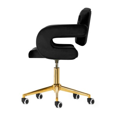 4Rico Krzesło obrotowe QS-OF213G aksamit czarne -Fotele kosmetyczne- 