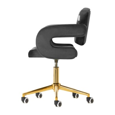 4Rico Krzesło obrotowe QS-OF213G aksamit szare -Fotele kosmetyczne- 