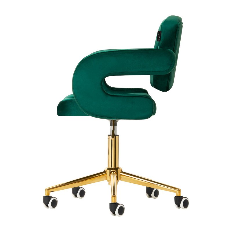 4Rico Krzesło obrotowe QS-OF213G aksamit zielone -Fotele kosmetyczne- 