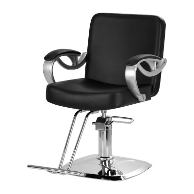 Czarna stylowa krzesło fryzjerskie z podnóżkiem