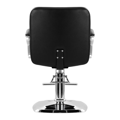 Czarna stylowa krzesło fryzjerskie z podnóżkiem