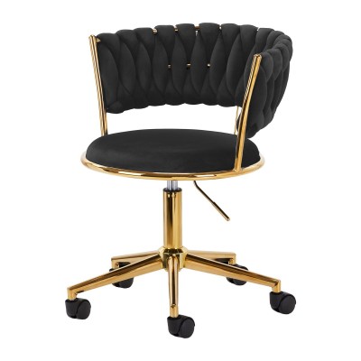 4Rico krzesło obrotowe QS-GW01G aksamit czarne -Fotele kosmetyczne- 