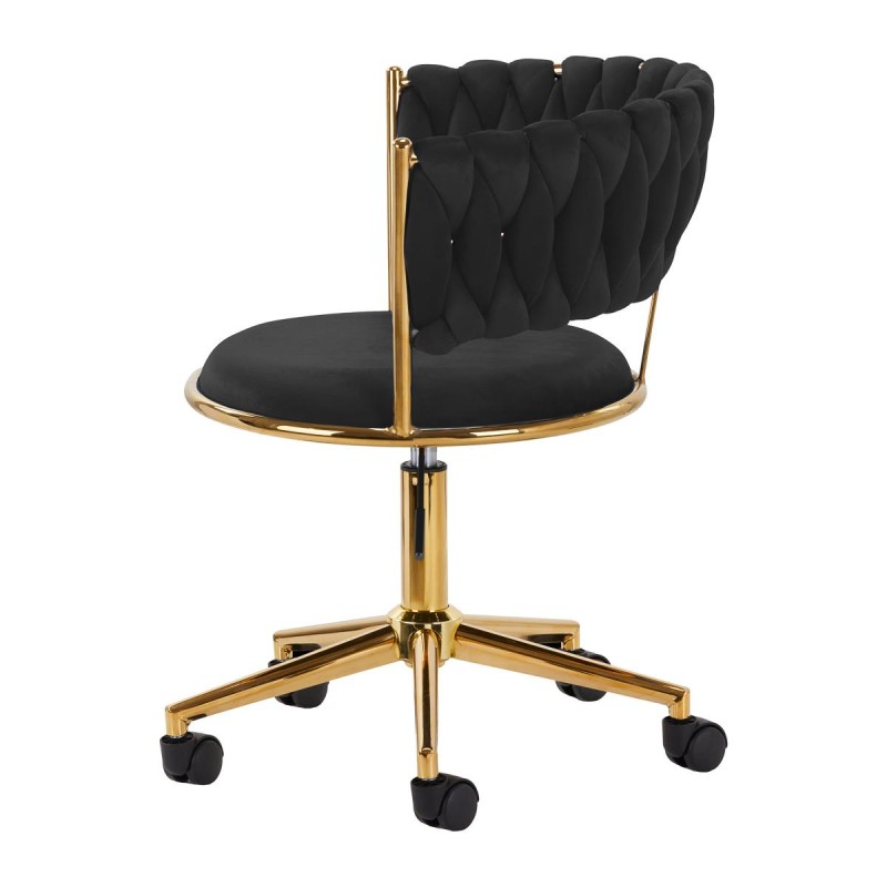 4Rico krzesło obrotowe QS-GW01G aksamit czarne -Fotele kosmetyczne- 