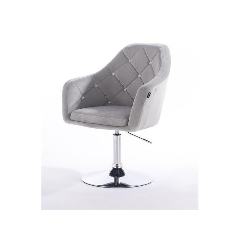 Steel velour cosmetic chair silver