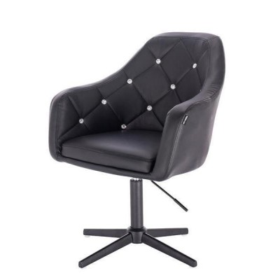 Black cross base eco-leather chair