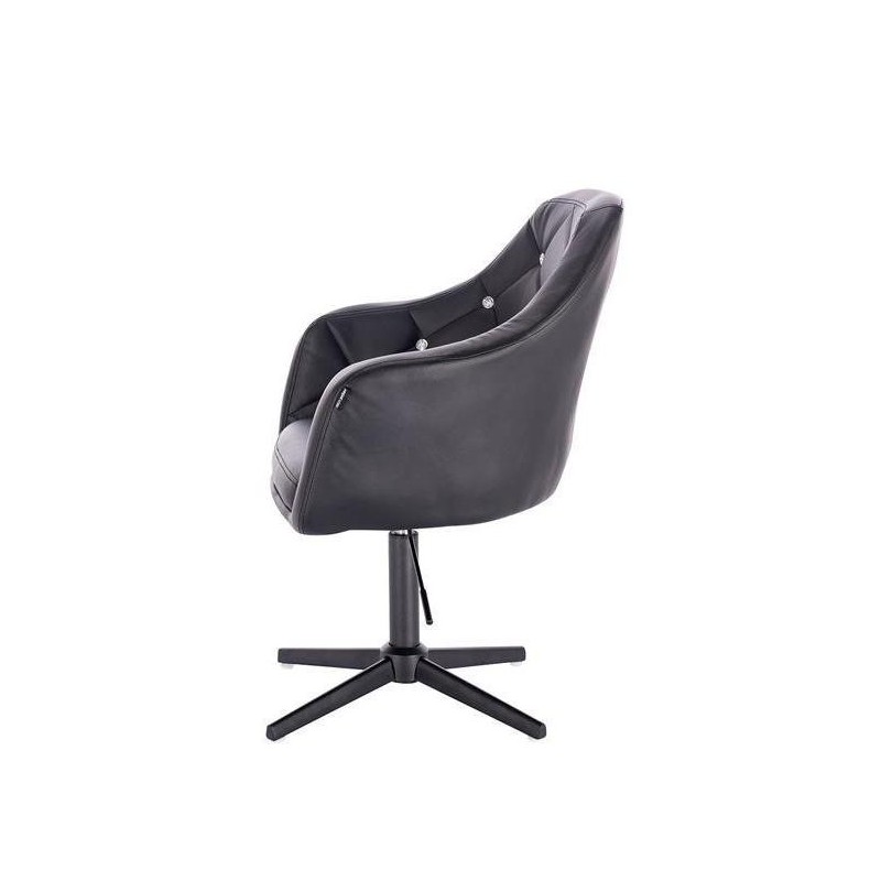 Black matte cross-base eco-leather chair