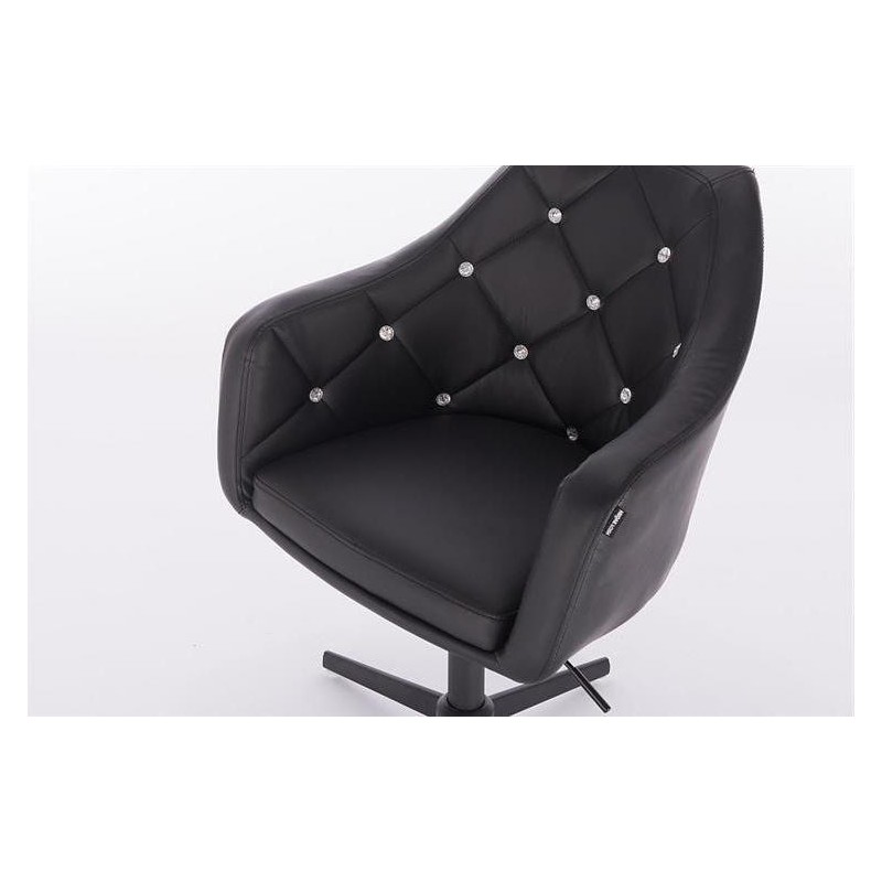 Black eco-leather cosmetic chair cross-base