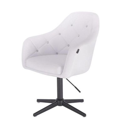 White eco-leather chair, black cross-base