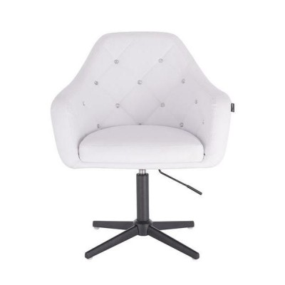 White eco-leather chair black cross-base
