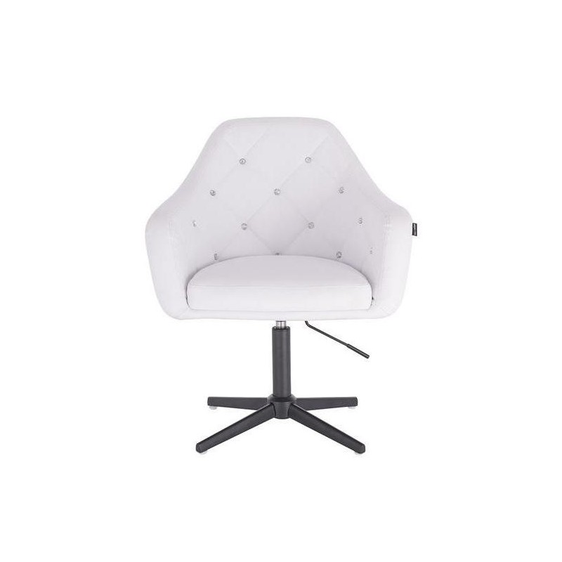 White eco-leather chair black cross-base