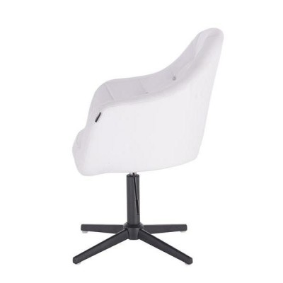 White eco-leather chair black cross-base