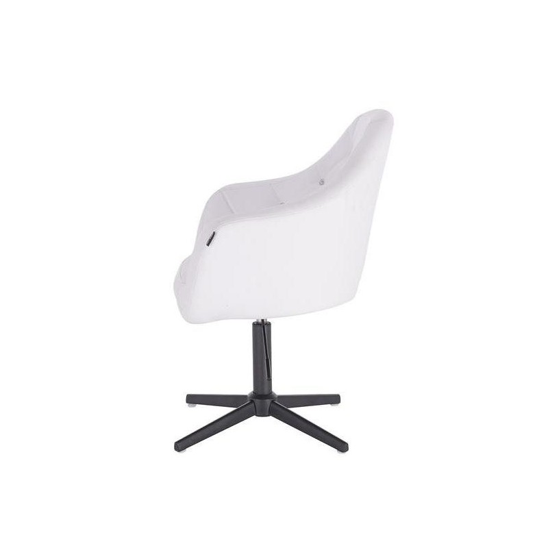 White eco-leather chair black cross-base