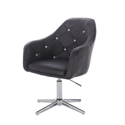 Black eco-leather salon chair chrome