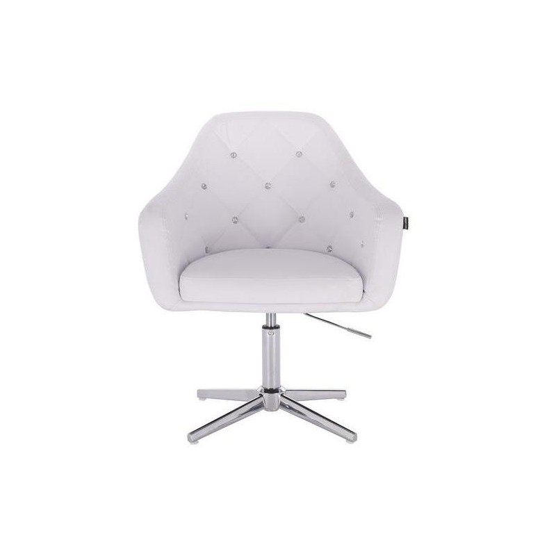 White eco-leather cosmetic chair chrome-crossbase