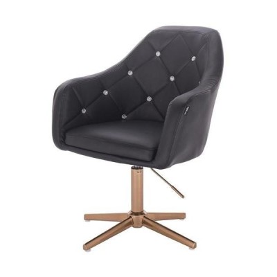 Black eco-leather chair gold crossbase