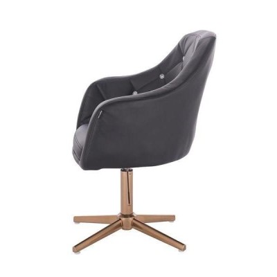 Black eco-leather chair gold base