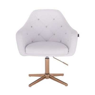 White eco-leather cosmetic chair gold