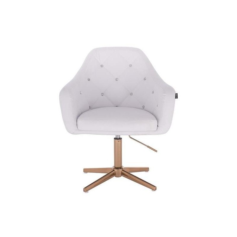 White eco-leather cosmetic chair gold
