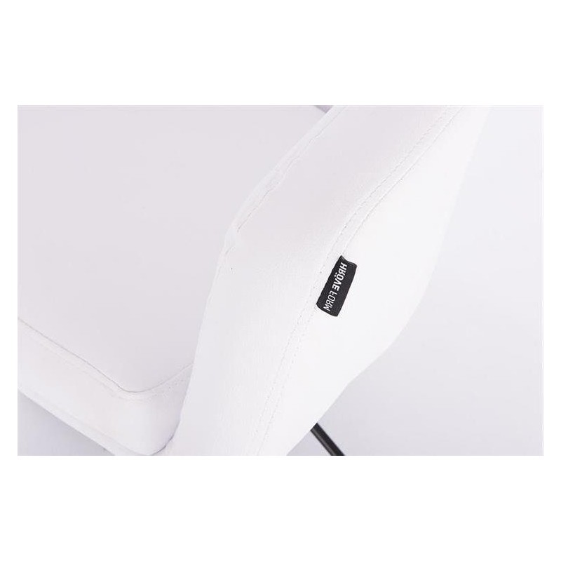 White faux-leather chair gold cross-base