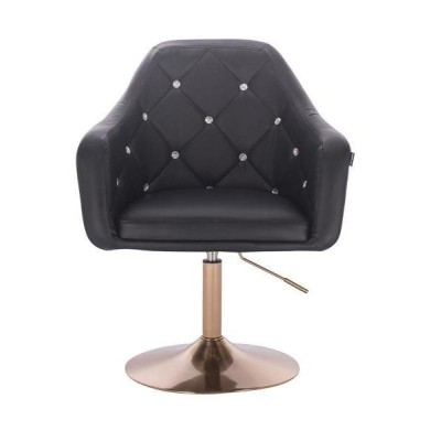 Black eco-leather beauty chair gold-base