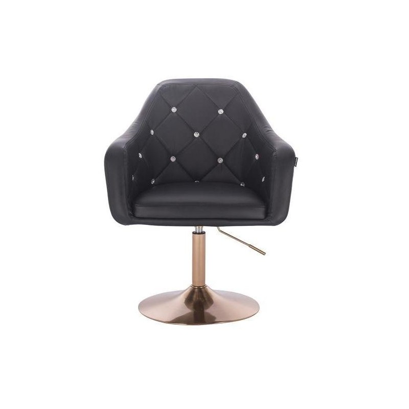 Black eco-leather beauty chair gold-base
