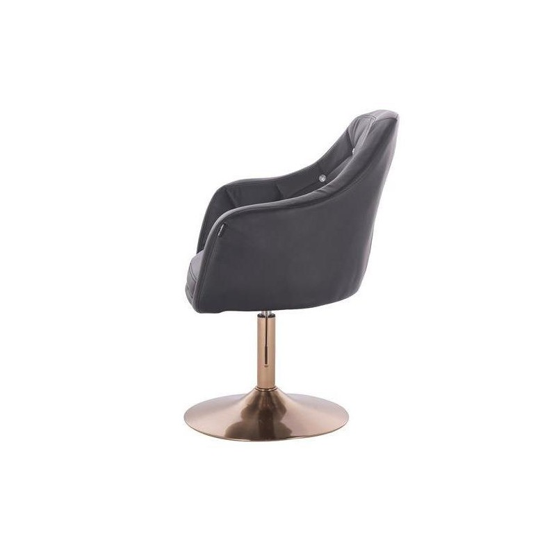 Black eco-leather chair gold base