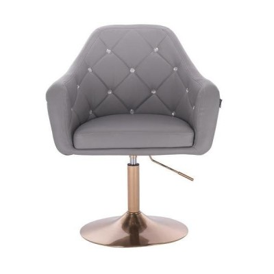 Gray eco-leather chair gold base