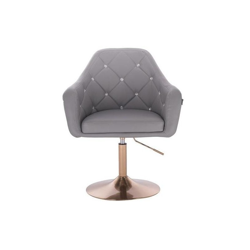 Gray eco-leather chair gold base