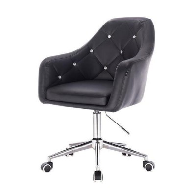 Black eco-leather chair chrome base