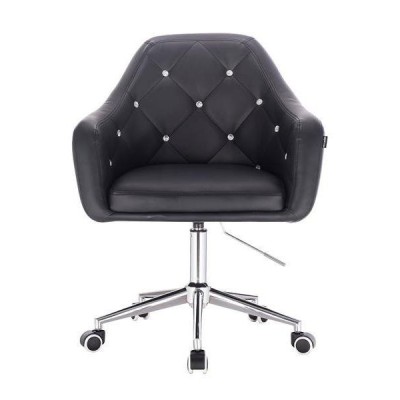 Black eco-leather chair chrome casters