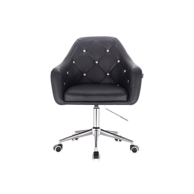 Black eco-leather chair chrome casters