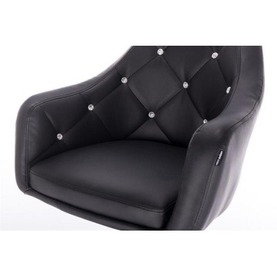 Czarne krzesło ekoskóra chromowe kółka