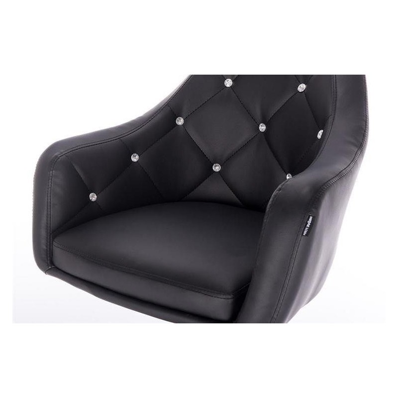 Czarne krzesło ekoskóra chromowe kółka