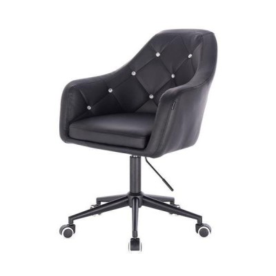 Black eco-leather cosmetic chair wheels