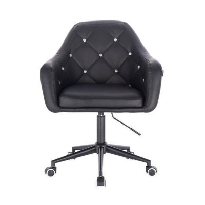 Black faux-leather cosmetic chair wheels