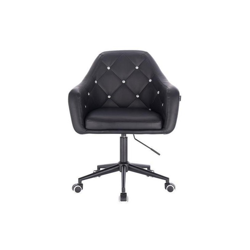 Black faux-leather cosmetic chair wheels