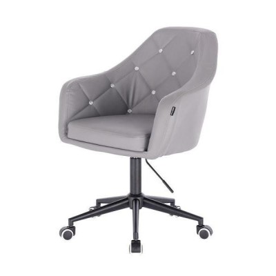 Gray eco-leather salon chair wheels