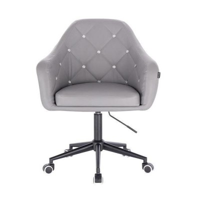 Gray eco-leather salon chair wheels