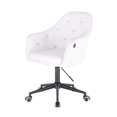 White faux-leather cosmetic chair casters