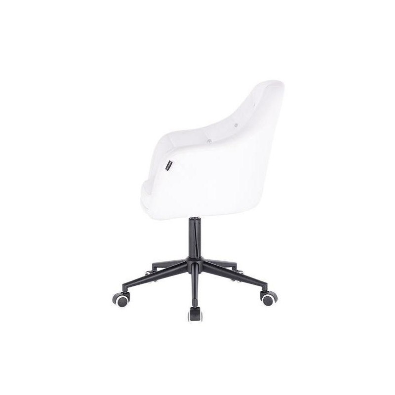 White eco-leather cosmetic chair casters