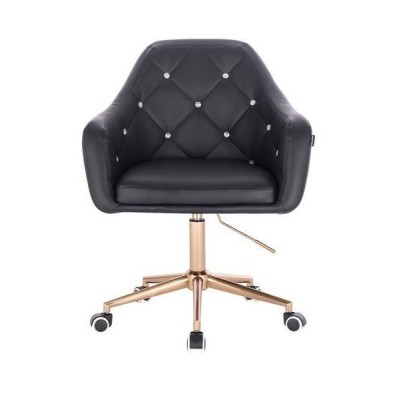 Black eco-leather chair gold wheels
